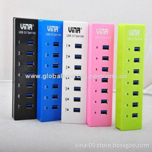 Slim External 7-port USB3.0 Hubs, 5Gbps Super Speed for PC and Laptop